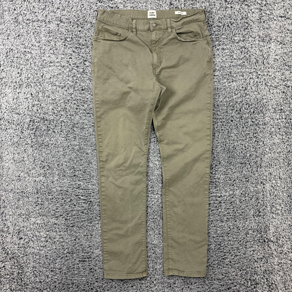 Flint And Tinder Pants Mens 33x32 Green Slim Fit Stretch 5 Pocket Chino